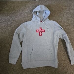 Supreme Light Gray Hoodie with Red Logo